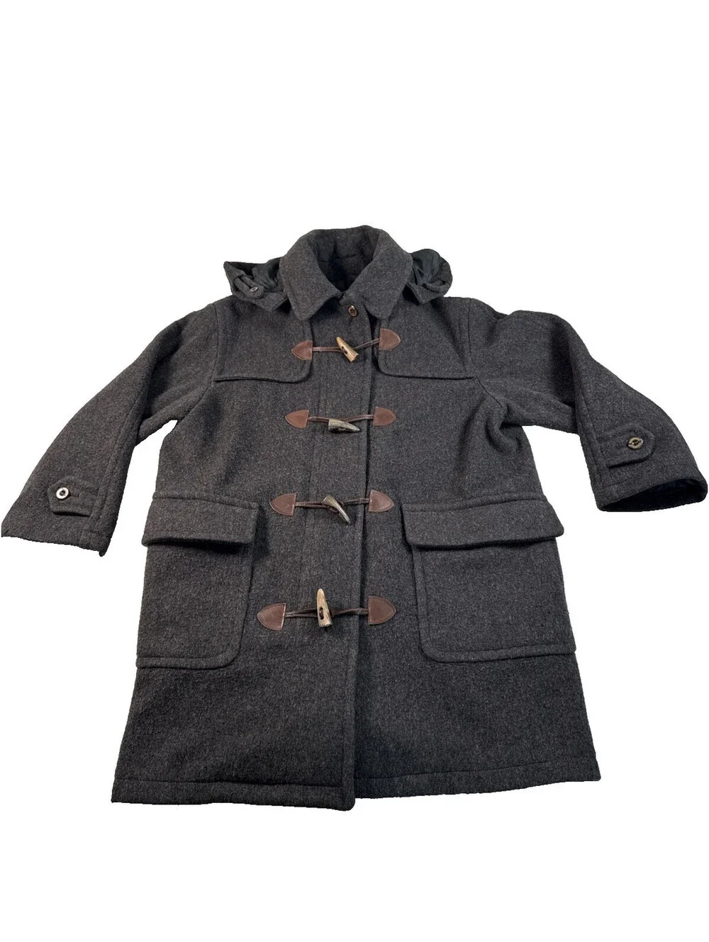 BURBERRY LONDON Women's Gray Wool Blend Hooded Duffle Coat S Pre Owned
